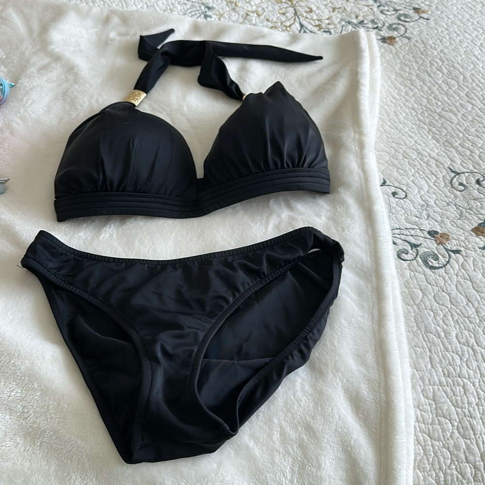 VENUS Black and Gold Bikini Set Swimwear